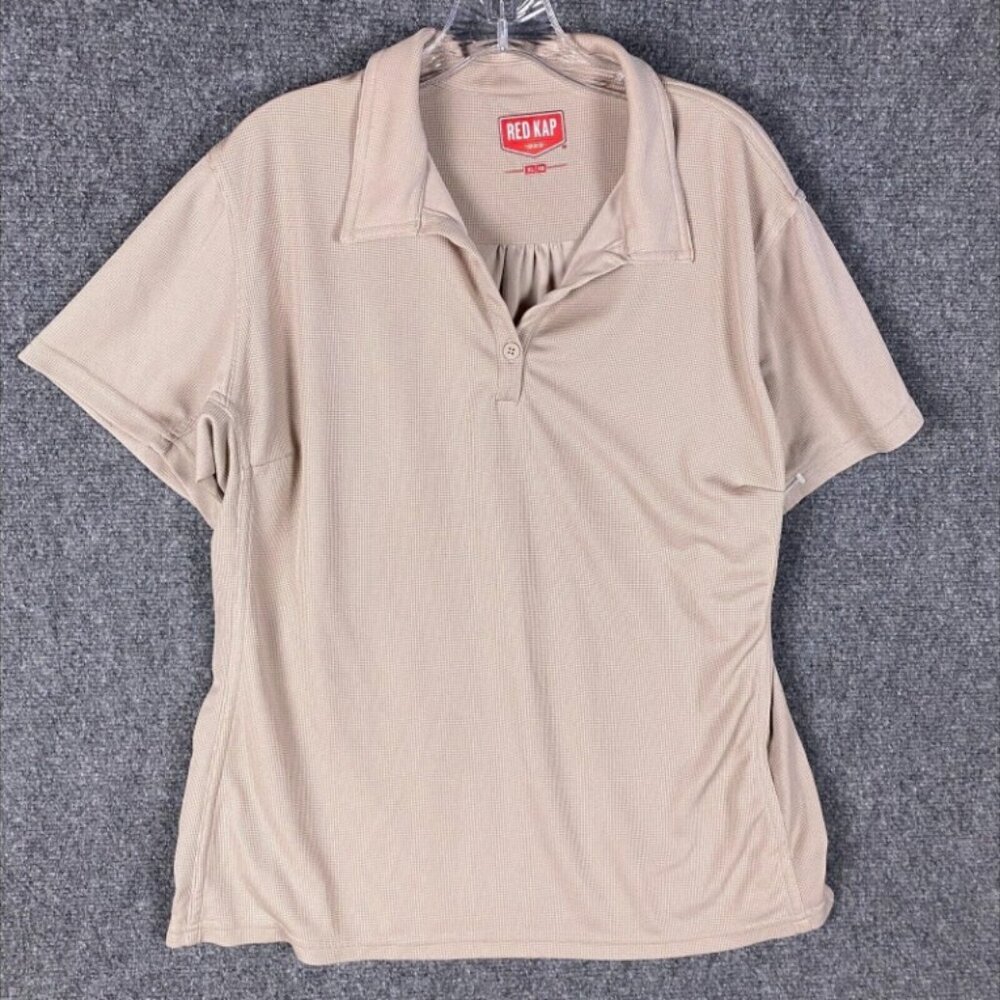 Red Kap Polo Shirt Women's XL Short Sleeve Beige 100% Polyester‎ Adults